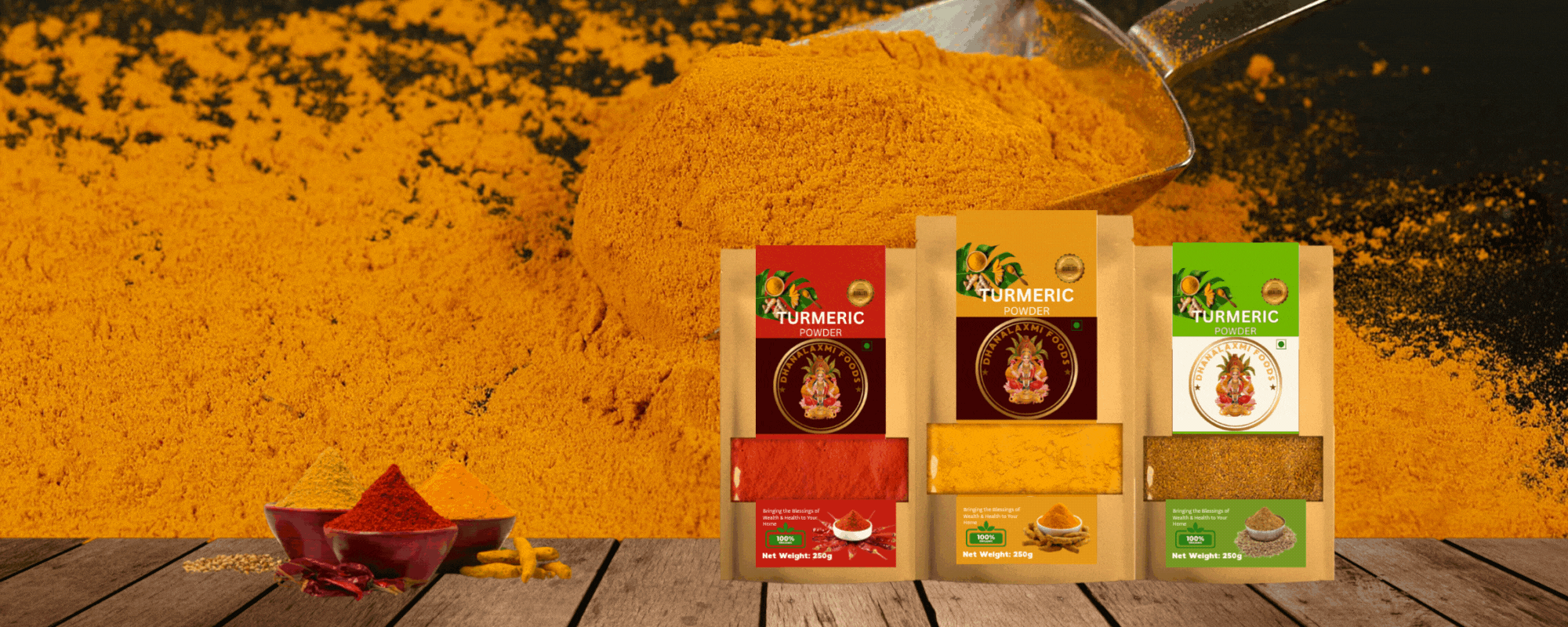 Promotional banner of DhanaLaxmi Foods products